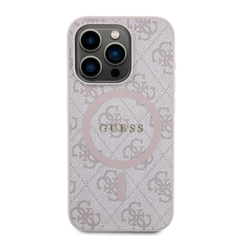 Guess iPhone 15 Pro Max Orjinal Lisanslı M-safe Şarj Özellikli PU Halkalı 4G Desenli Yazı Logolu Kılıf Guess iPhone 15 Pro Max Orjinal Lisanslı M-safe Şarj Özellikli PU Halkalı 4G Desenli Yazı Logolu Kılıf